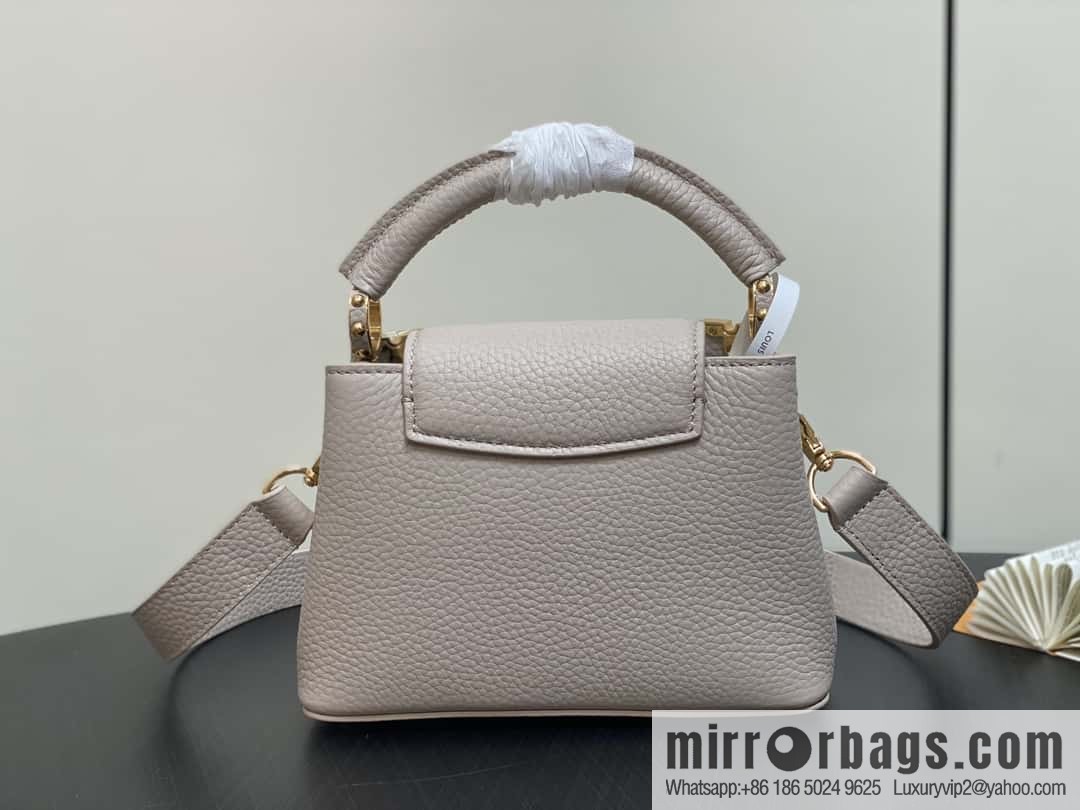 [Boutique‑grade] M11341 gray flower crown, full leather cap, that English series Capucines mini handbag