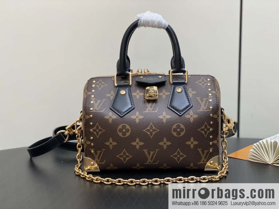 [Boutique‑grade] M13146 presbyopia black leather, catwalk pillow bag series Speedy 20 rivet show Lv pillow
