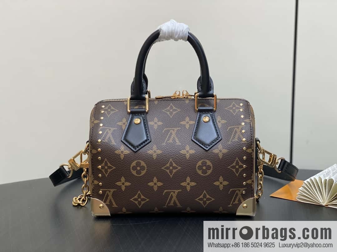 [Boutique‑grade] M13146 presbyopia black leather, catwalk pillow bag series Speedy 20 rivet show Lv pillow
