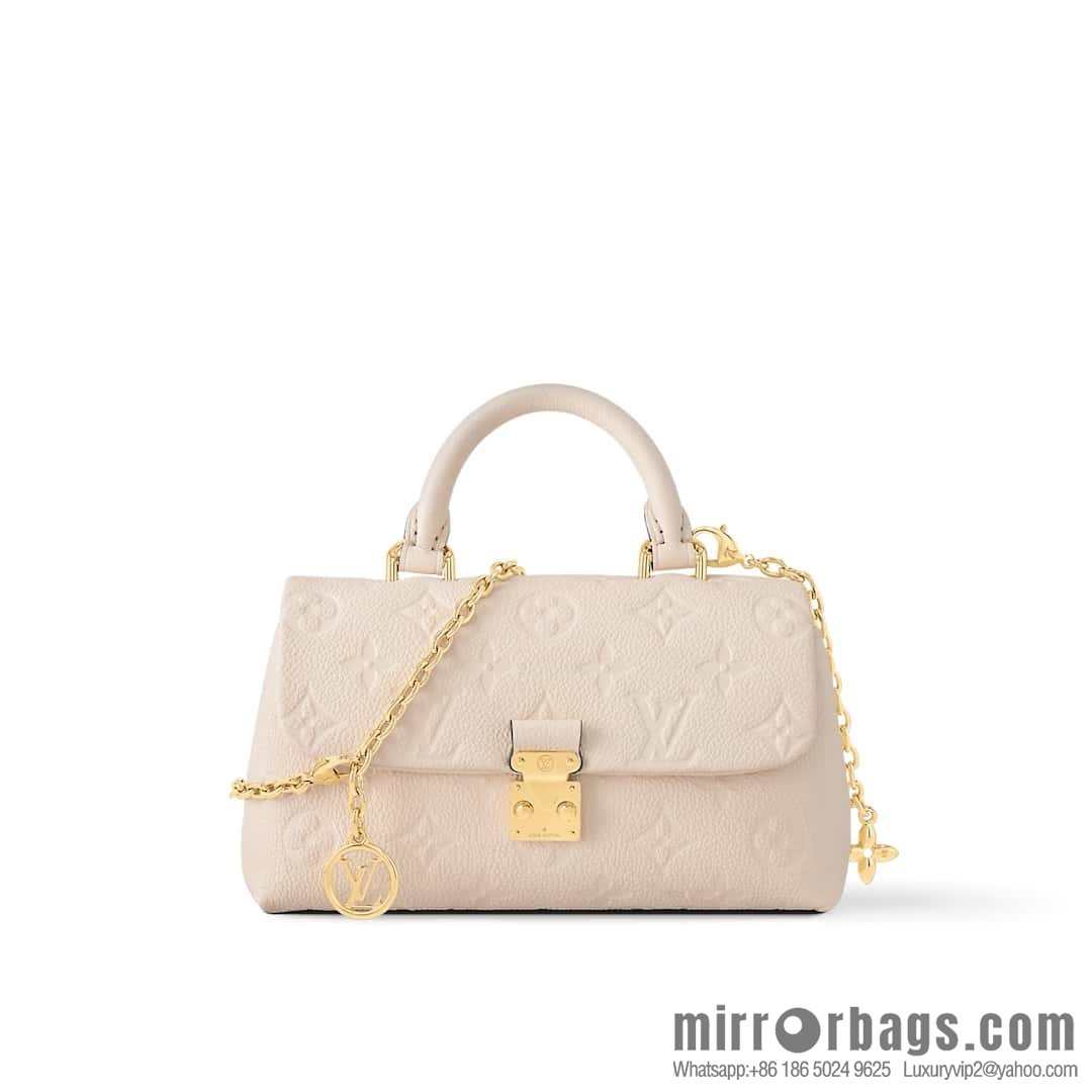 [Boutique‑grade] M12145 milky white full leather embossed, chain bag handbag series, the new NANO MADELEINE handbag of the season