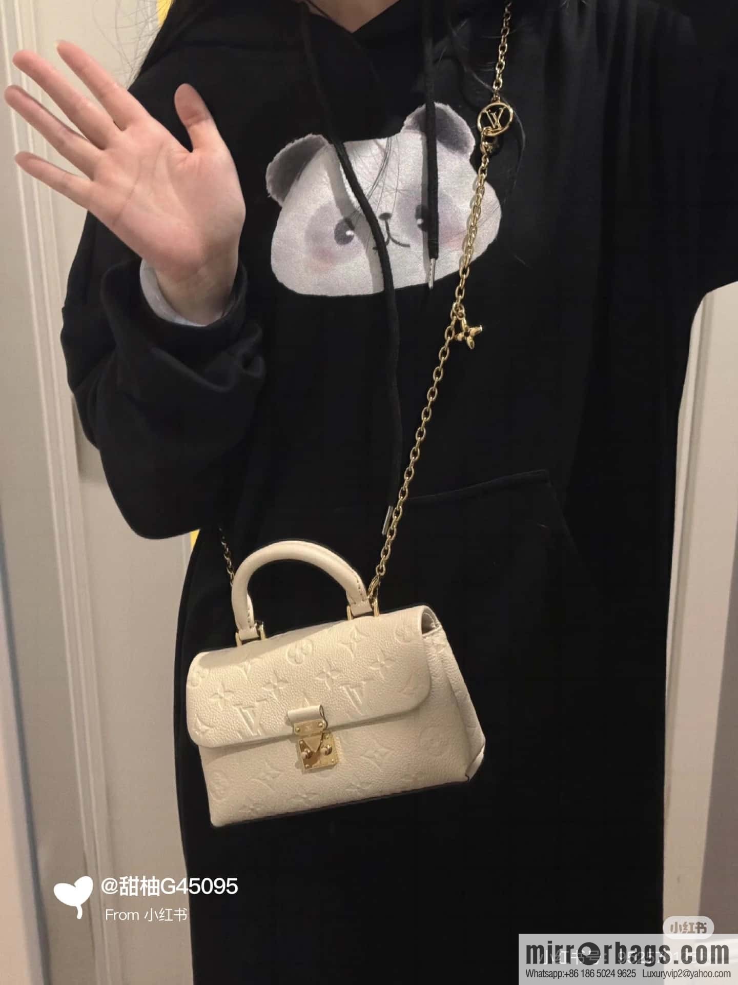 [Boutique‑grade] M12145 milky white full leather embossed, chain bag handbag series, the new NANO MADELEINE handbag of the season