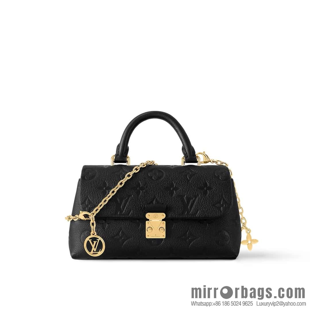 [Boutique‑grade] M12144 black full leather embossed, chain bag handbag series, the new NANO MADELEINE handbag of the season