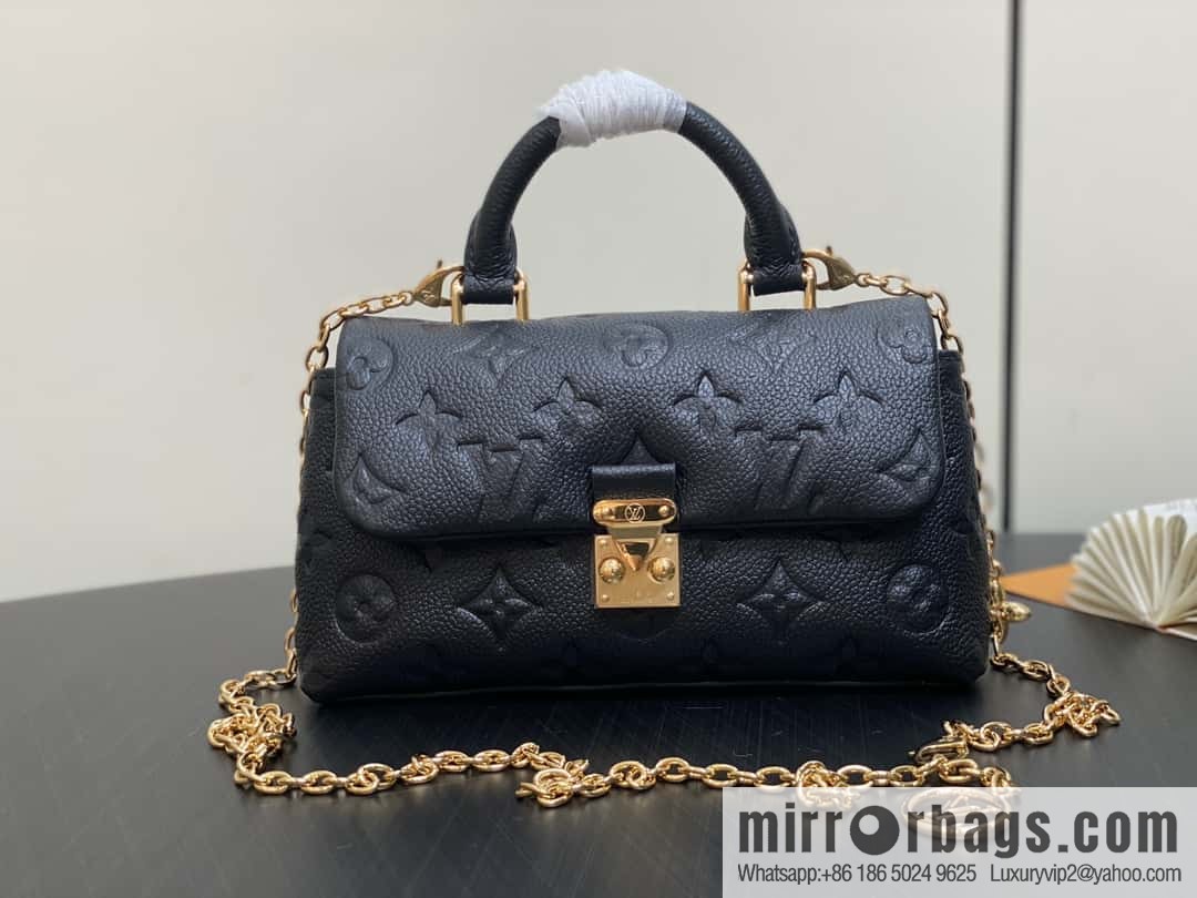 [Boutique‑grade] M12144 black full leather embossed, chain bag handbag series, the new NANO MADELEINE handbag of the season
