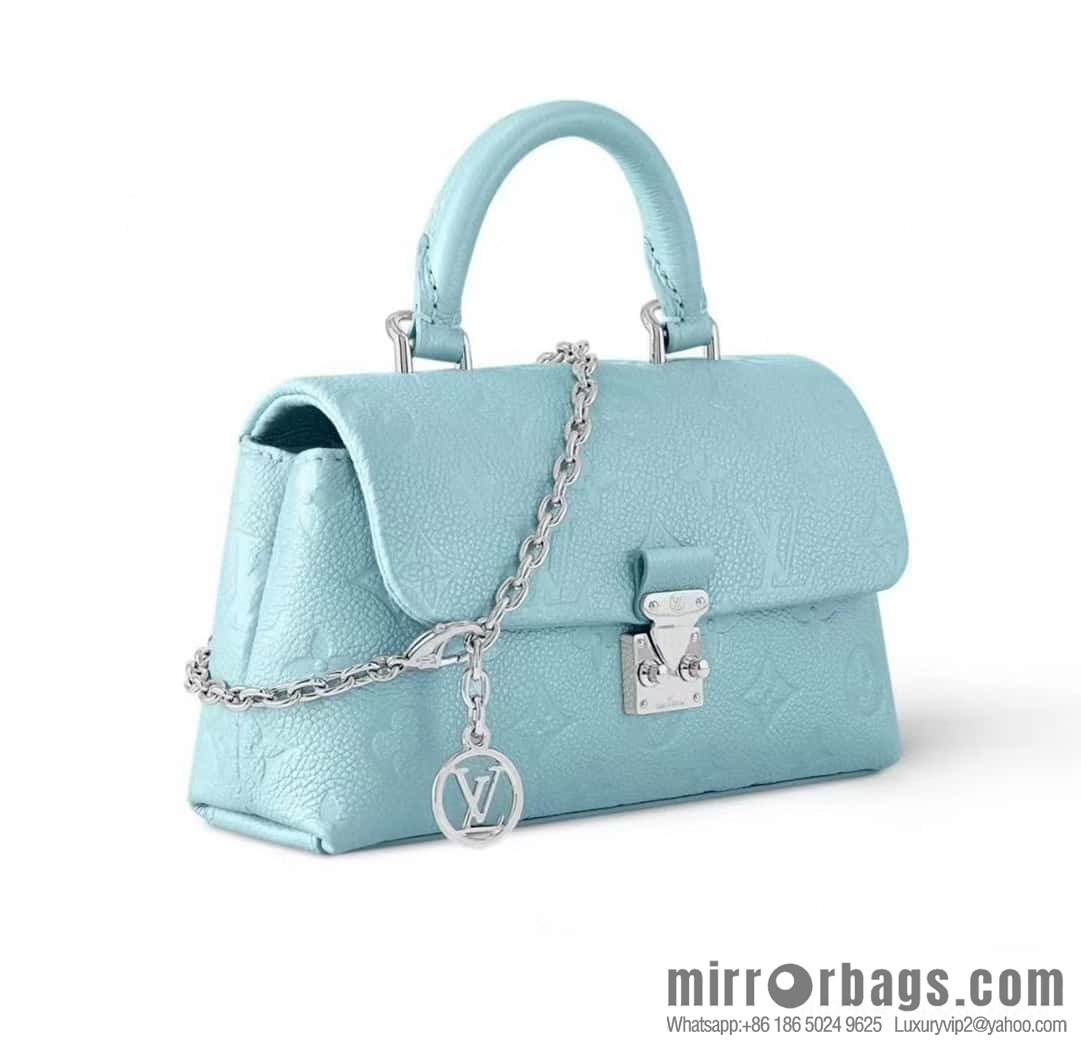 [Boutique‑grade] M12144 blue full leather embossed, chain bag handbag series, the new NANO MADELEINE handbag of the season