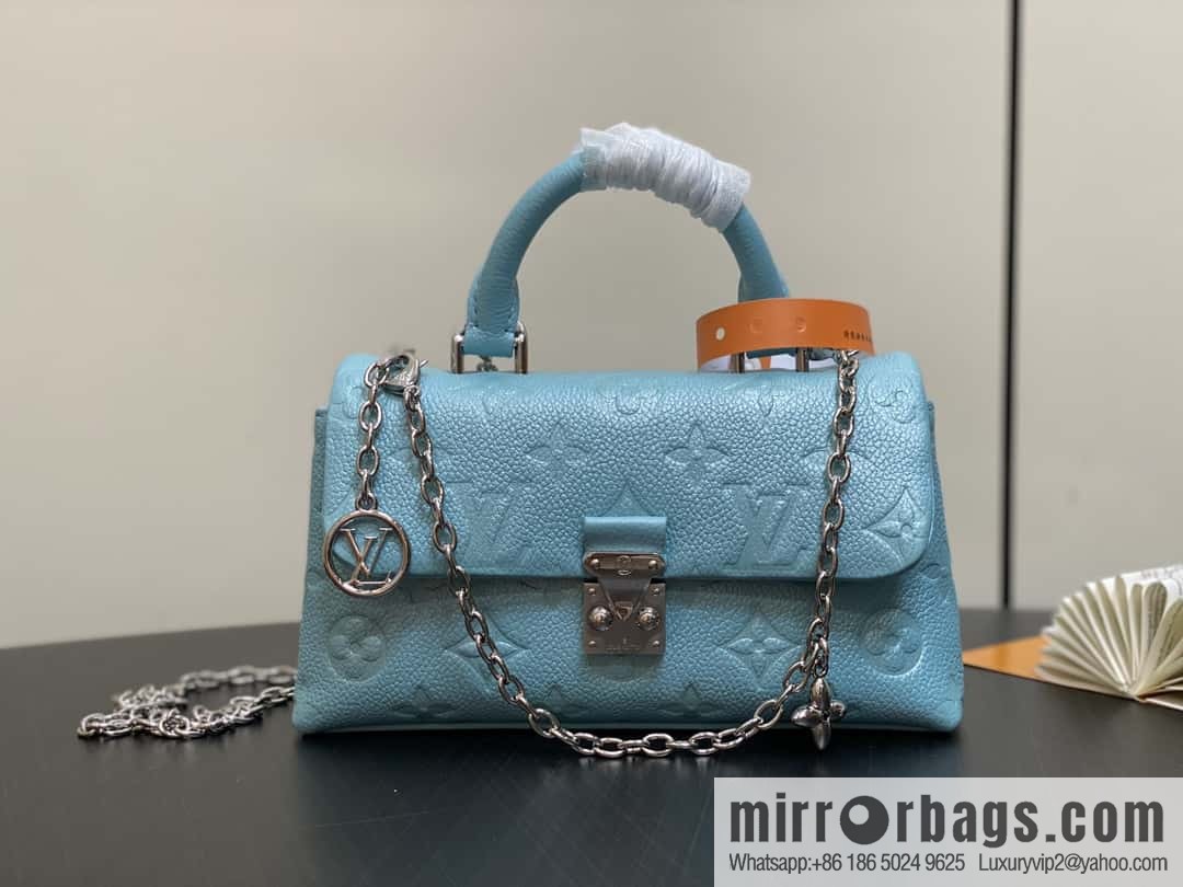 [Boutique‑grade] M12144 blue full leather embossed, chain bag handbag series, the new NANO MADELEINE handbag of the season