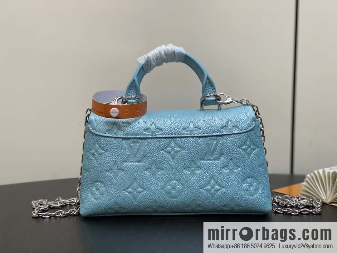 [Boutique‑grade] M12144 blue full leather embossed, chain bag handbag series, the new NANO MADELEINE handbag of the season