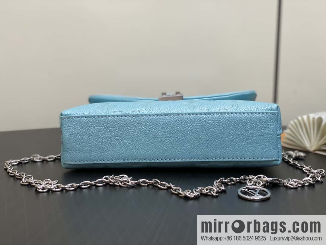 [Boutique‑grade] M12144 blue full leather embossed, chain bag handbag series, the new NANO MADELEINE handbag of the season