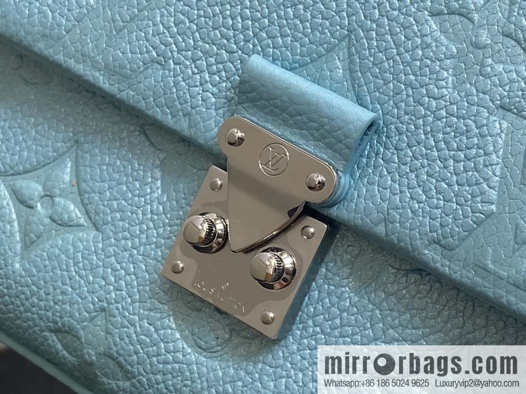 [Boutique‑grade] M12144 blue full leather embossed, chain bag handbag series, the new NANO MADELEINE handbag of the season