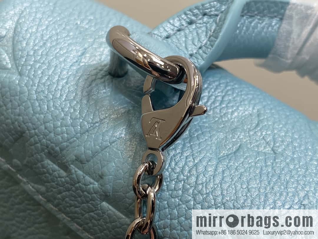 [Boutique‑grade] M12144 blue full leather embossed, chain bag handbag series, the new NANO MADELEINE handbag of the season