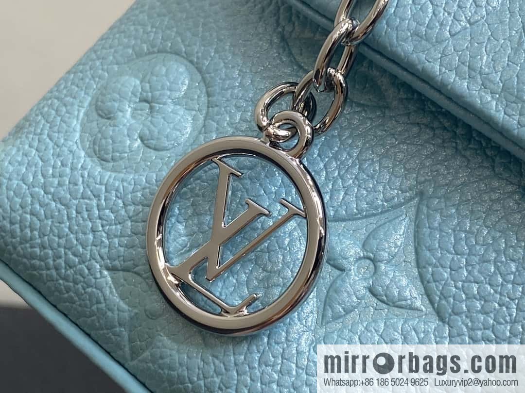 [Boutique‑grade] M12144 blue full leather embossed, chain bag handbag series, the new NANO MADELEINE handbag of the season