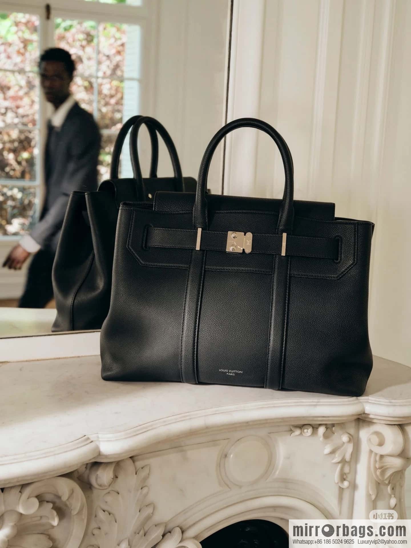 [Boutique‑grade] M23513 black full leather, handbag, briefcase series GEORGES TOTE medium handbag