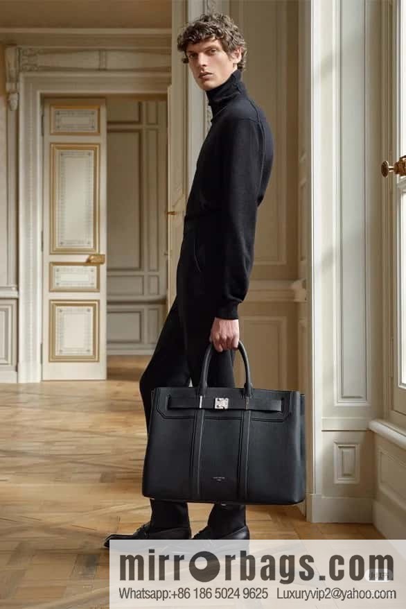 [Boutique‑grade] M23513 black full leather, handbag, briefcase series GEORGES TOTE medium handbag