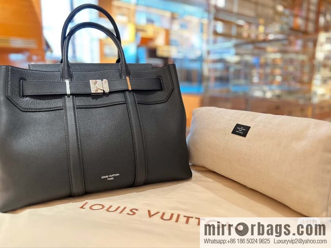 [Boutique‑grade] M23513 black full leather, handbag, briefcase series GEORGES TOTE medium handbag