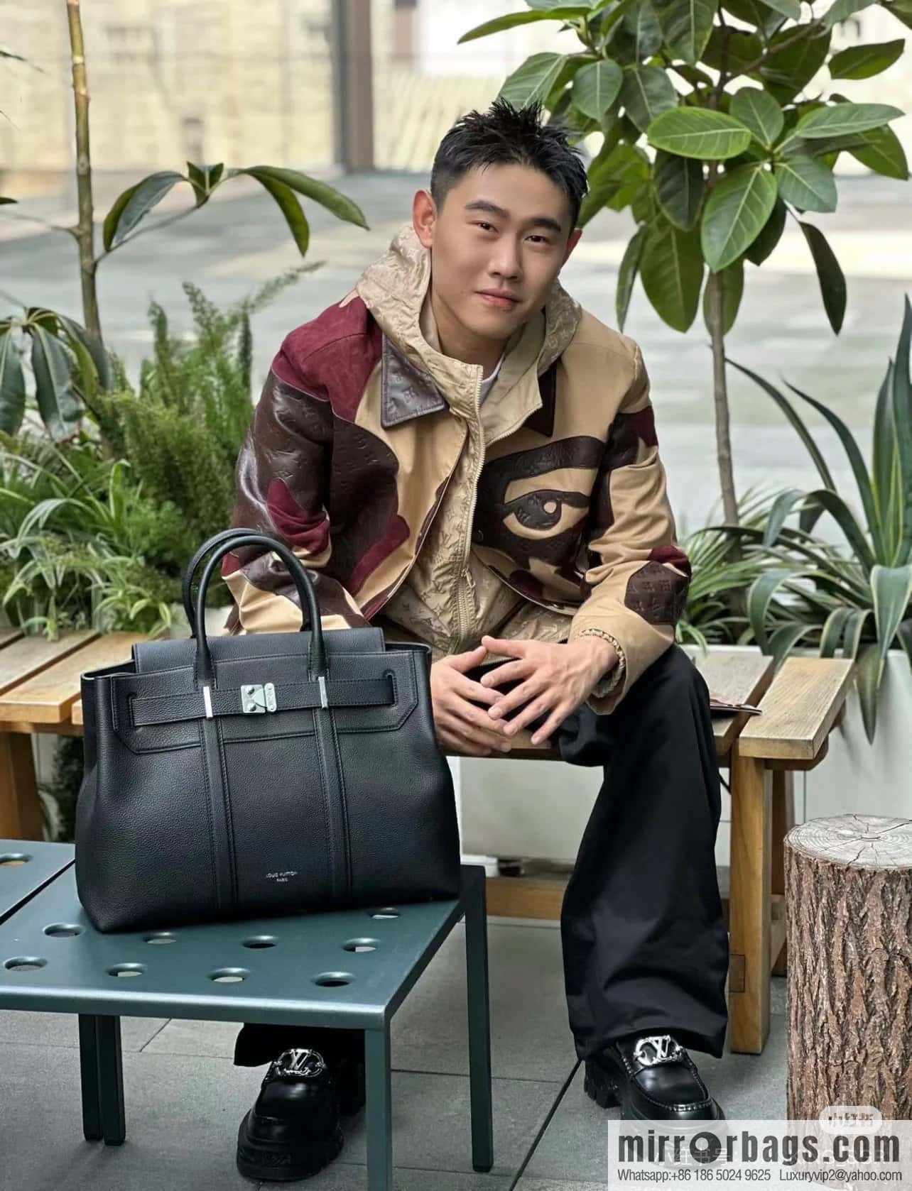 [Boutique‑grade] M23513 black full leather, handbag, briefcase series GEORGES TOTE medium handbag