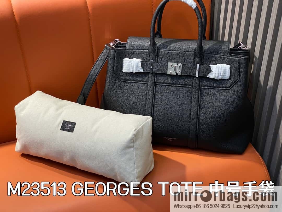 [Boutique‑grade] M23513 black full leather, handbag, briefcase series GEORGES TOTE medium handbag