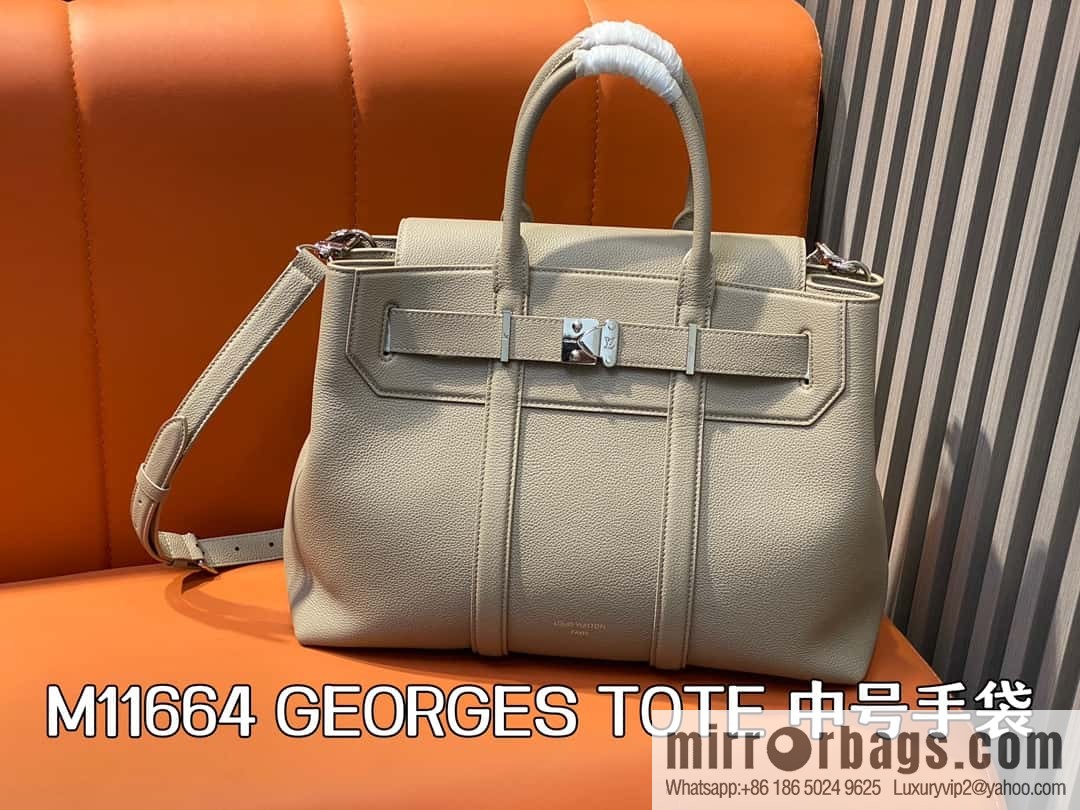 [Boutique‑grade] M11664 light gray, men's bag, handbag, briefcase series GEORGES TOTE medium handbag