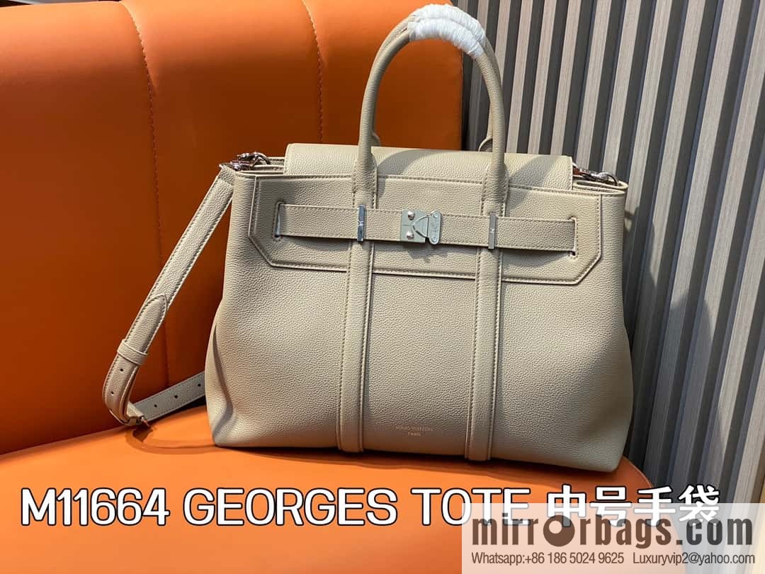[Boutique‑grade] M11664 light gray, men's bag, handbag, briefcase series GEORGES TOTE medium handbag