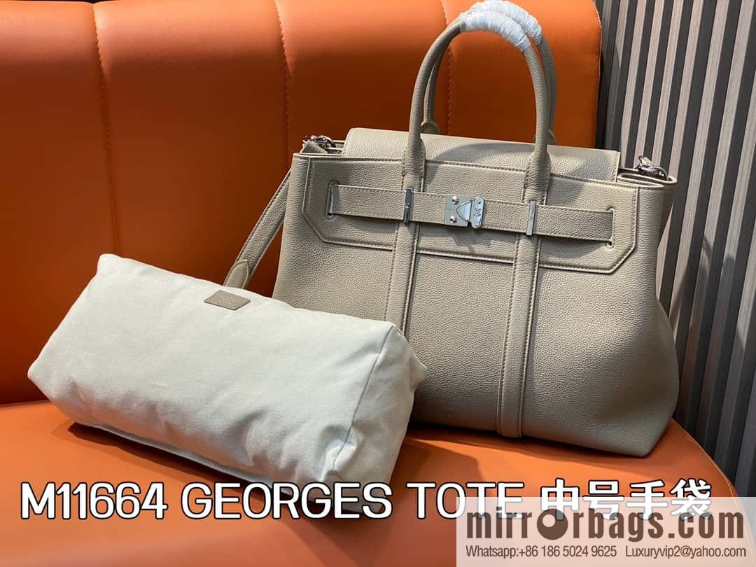 [Boutique‑grade] M11664 light gray, men's bag, handbag, briefcase series GEORGES TOTE medium handbag