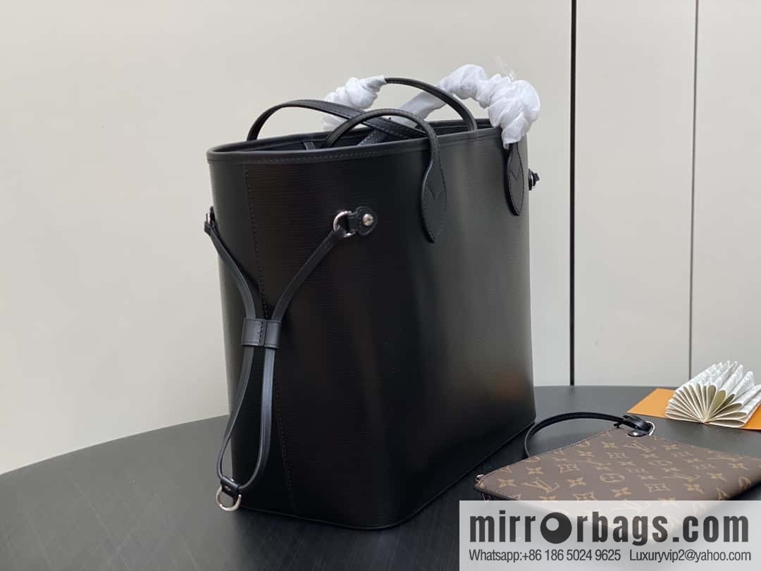 [Boutique‑grade] M11930 black, water ripple shopping bag series Neverfull medium handbag