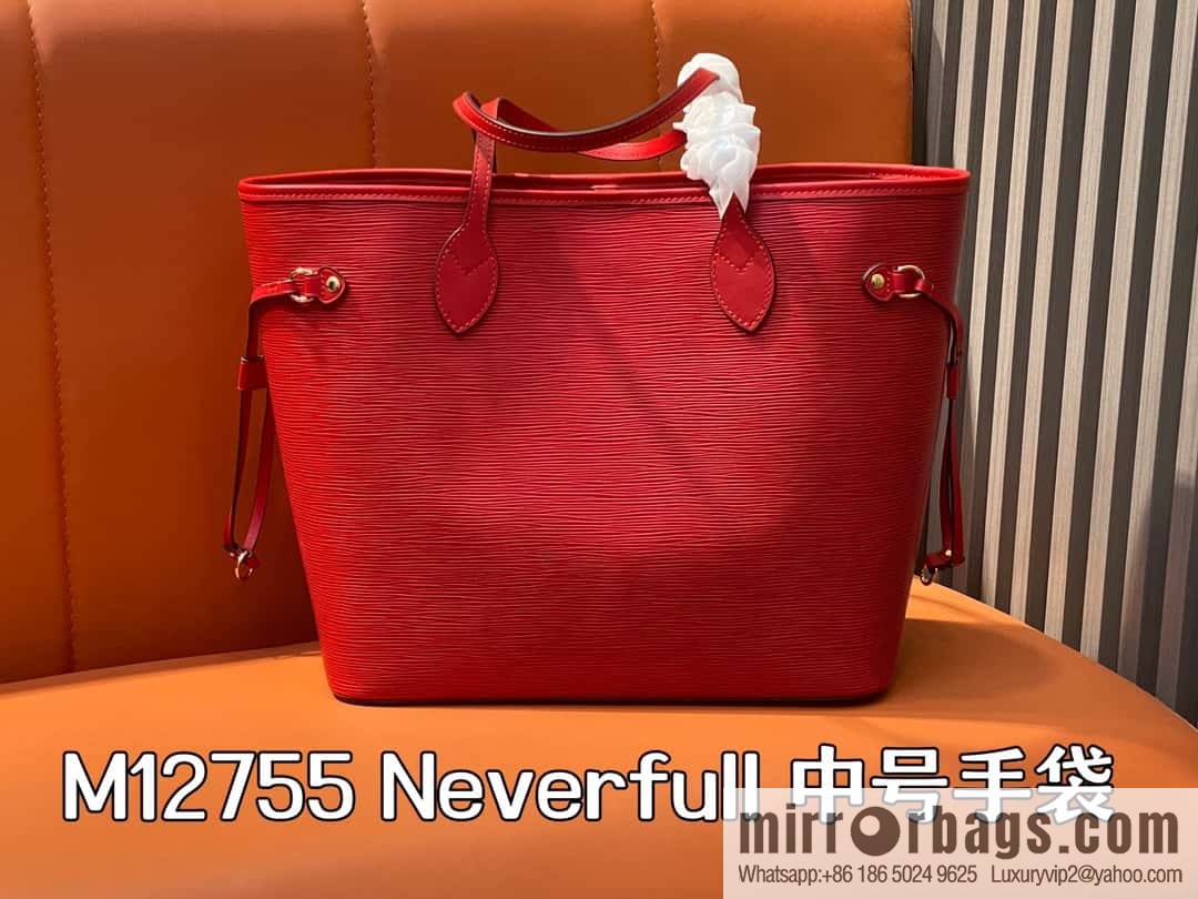 [Boutique‑grade] M11930 red, water ripple shopping bag series Neverfull medium handbag