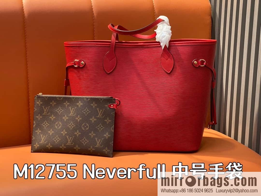 [Boutique‑grade] M11930 red, water ripple shopping bag series Neverfull medium handbag