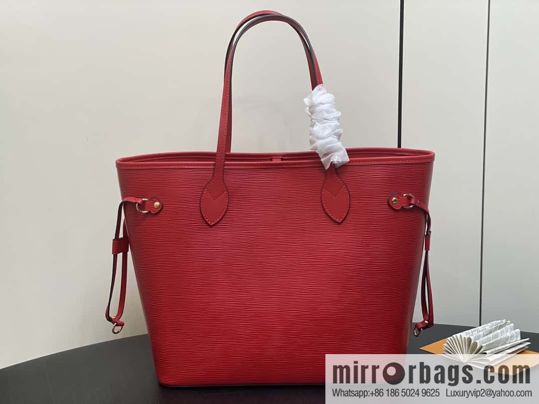 [Boutique‑grade] M11930 red, water ripple shopping bag series Neverfull medium handbag