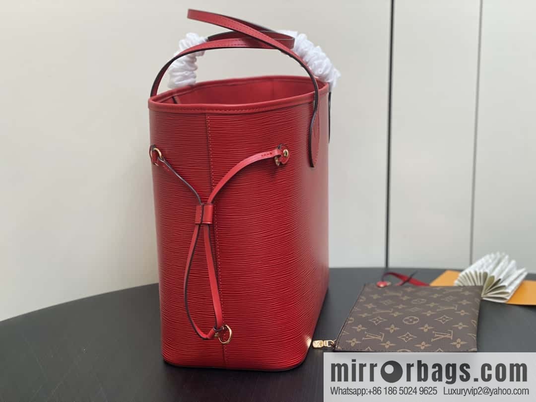 [Boutique‑grade] M11930 red, water ripple shopping bag series Neverfull medium handbag