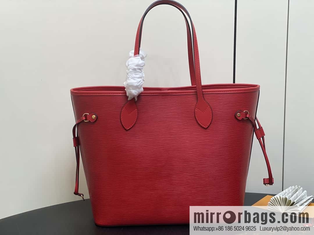 [Boutique‑grade] M11930 red, water ripple shopping bag series Neverfull medium handbag