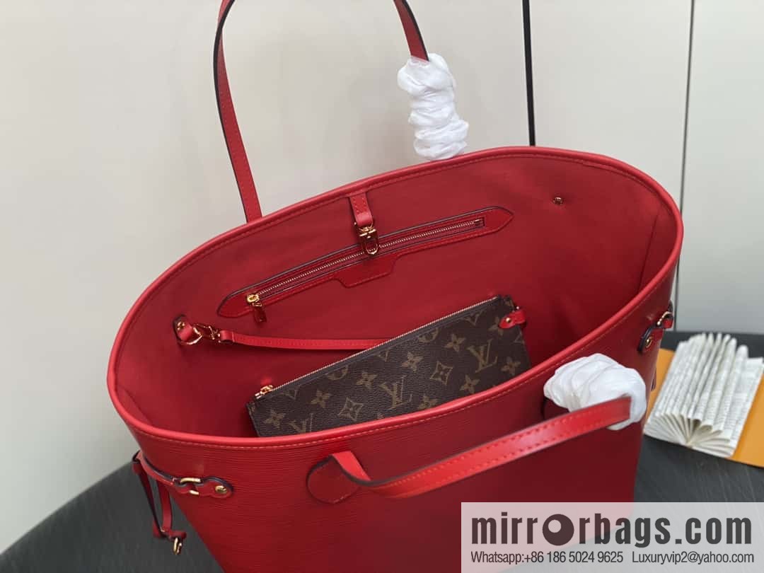 [Boutique‑grade] M11930 red, water ripple shopping bag series Neverfull medium handbag