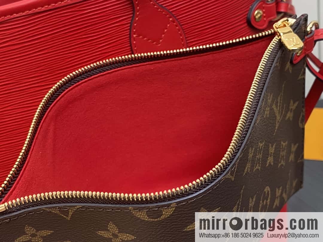 [Boutique‑grade] M11930 red, water ripple shopping bag series Neverfull medium handbag