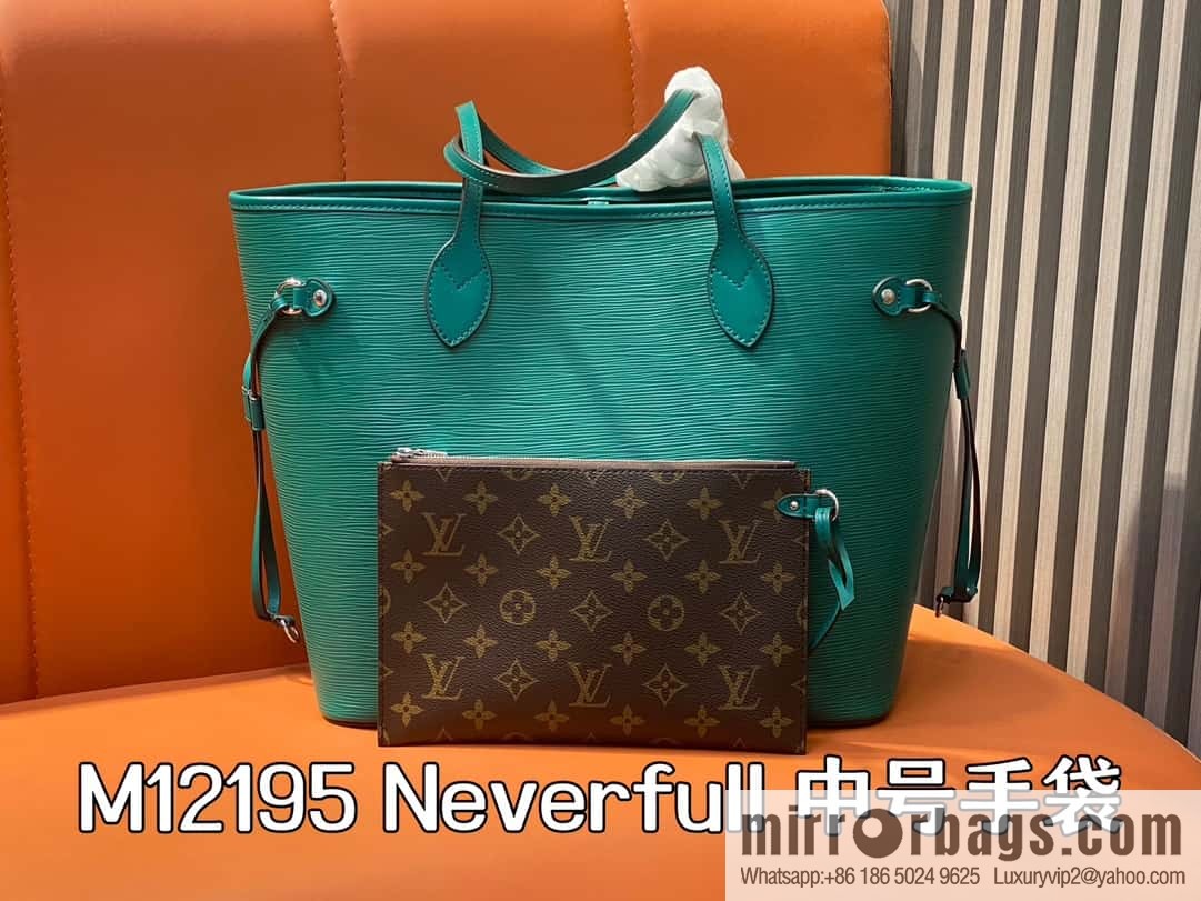 [Boutique‑grade] M11930 green, water ripple shopping bag series Neverfull medium handbag