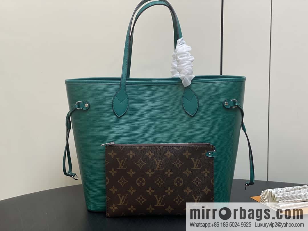 [Boutique‑grade] M11930 green, water ripple shopping bag series Neverfull medium handbag