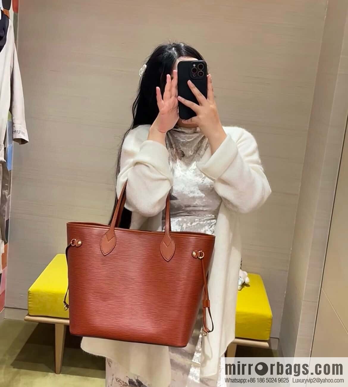 [Boutique‑grade] M11930 brown, water ripple shopping bag series Neverfull medium handbag