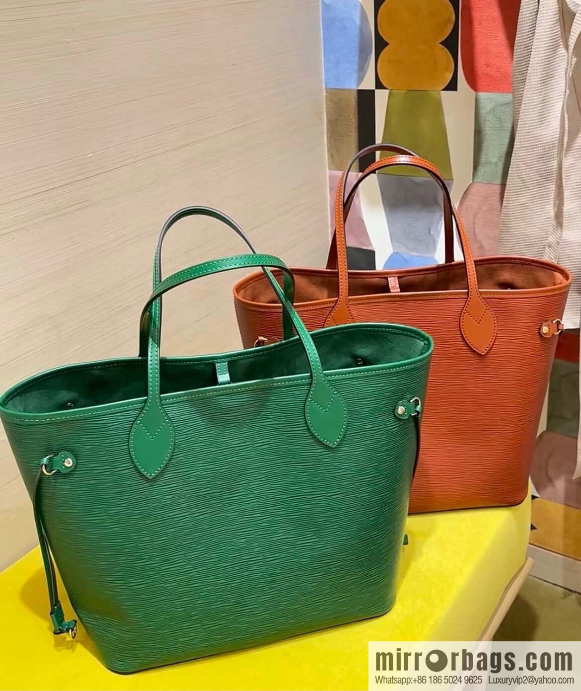 [Boutique‑grade] M11930 green, water ripple shopping bag series Neverfull medium handbag