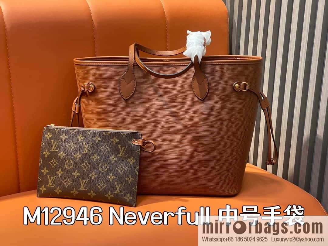 [Boutique‑grade] M11930 brown, water ripple shopping bag series Neverfull medium handbag