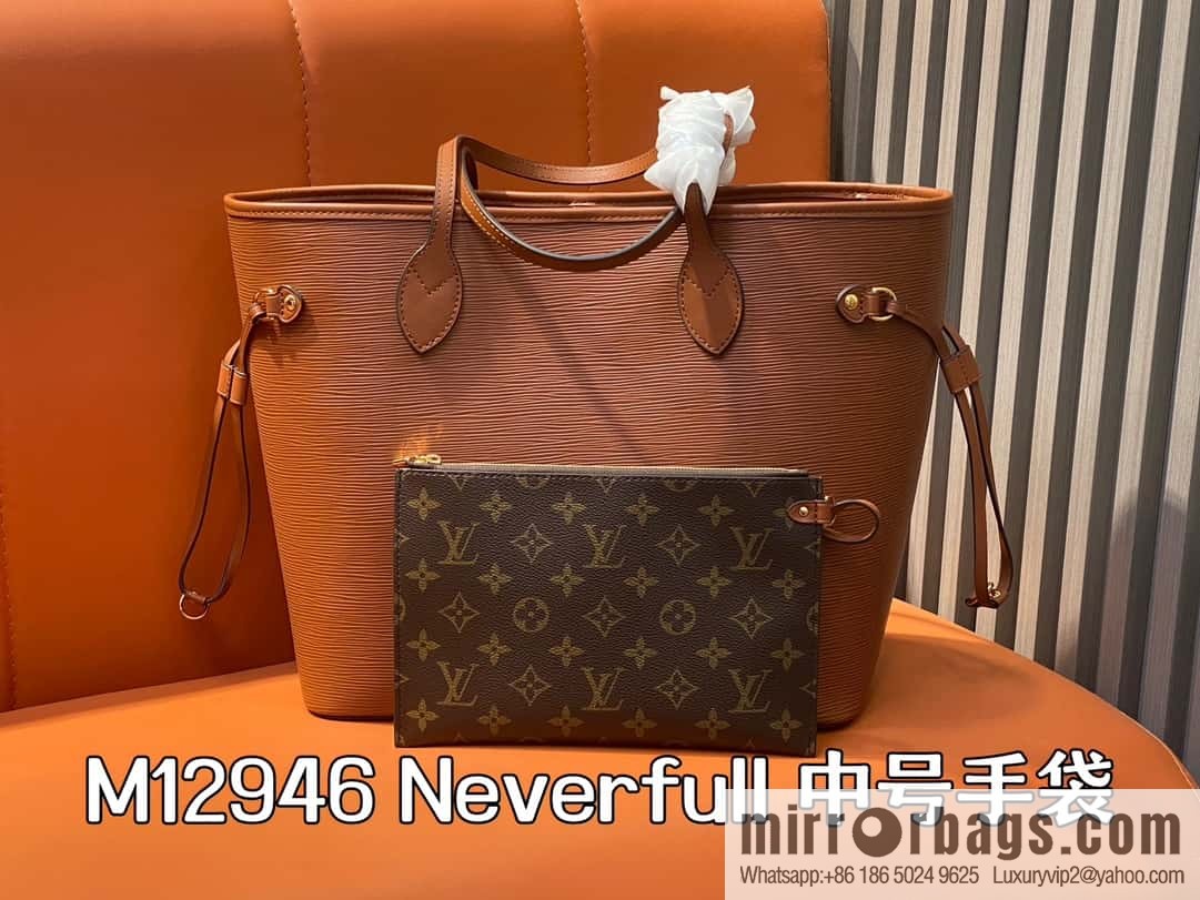 [Boutique‑grade] M11930 brown, water ripple shopping bag series Neverfull medium handbag