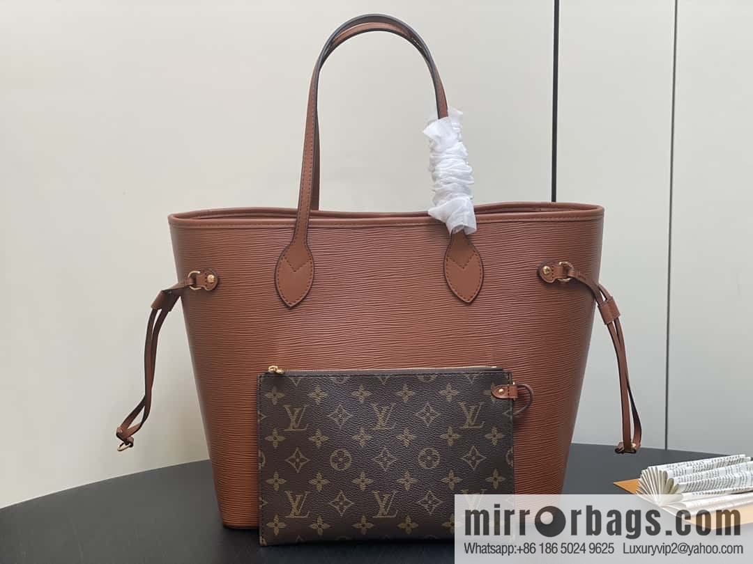 [Boutique‑grade] M11930 brown, water ripple shopping bag series Neverfull medium handbag