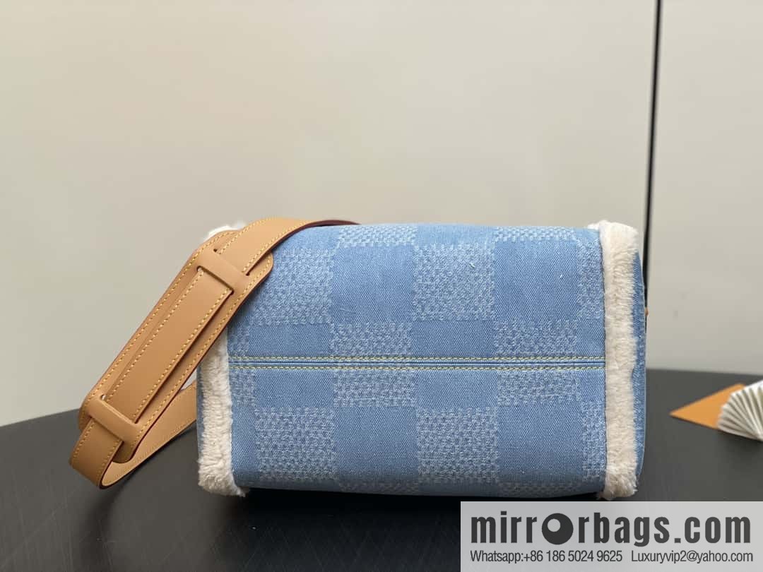 [Boutique‑grade] N40700 blue denim plush, pillow bag speedy series Speedy 25Bandoullere handbag