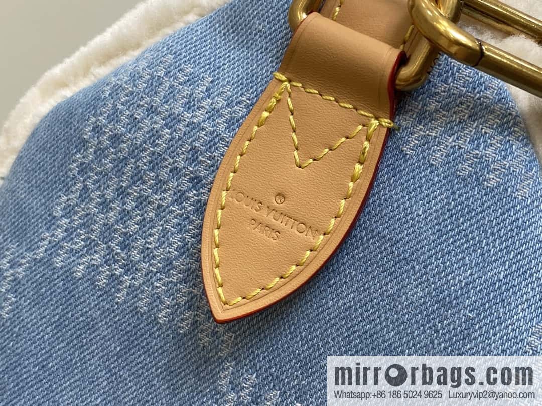 [Boutique‑grade] N40700 blue denim plush, pillow bag speedy series Speedy 25Bandoullere handbag