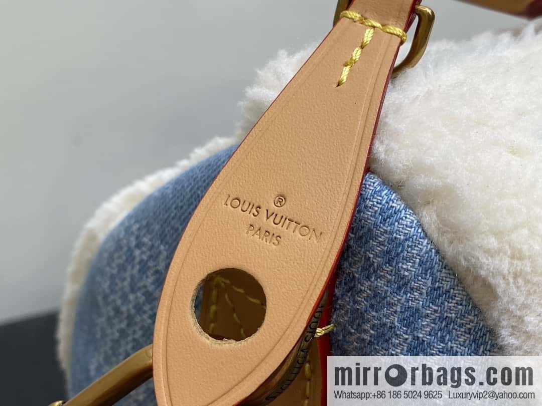 [Boutique‑grade] N40700 blue denim plush, pillow bag speedy series Speedy 25Bandoullere handbag