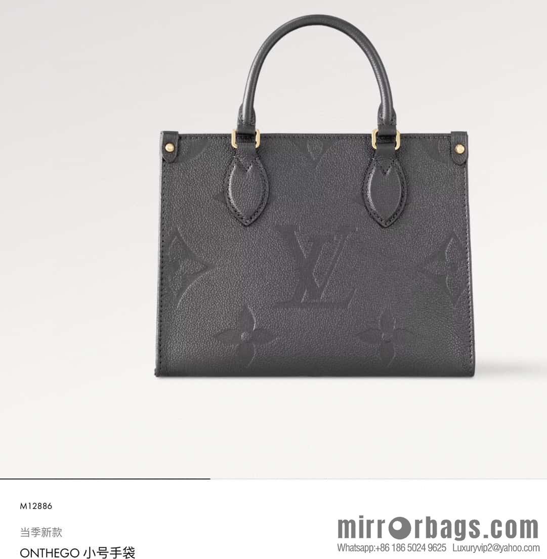 [Premium‑quality] M12886 gun gray, full leather embossed square bag series ONTHEGO small handbag