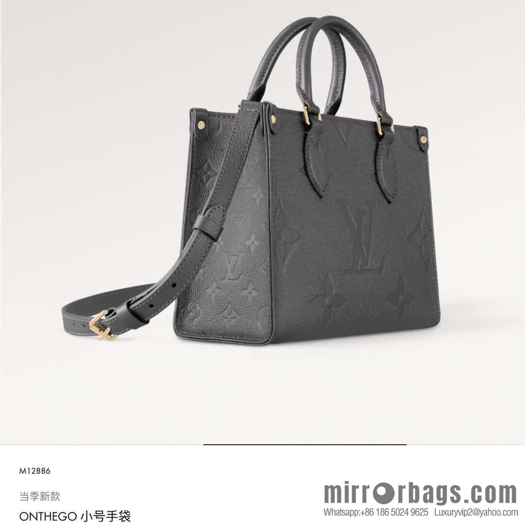 [Premium‑quality] M12886 gun gray, full leather embossed square bag series ONTHEGO small handbag