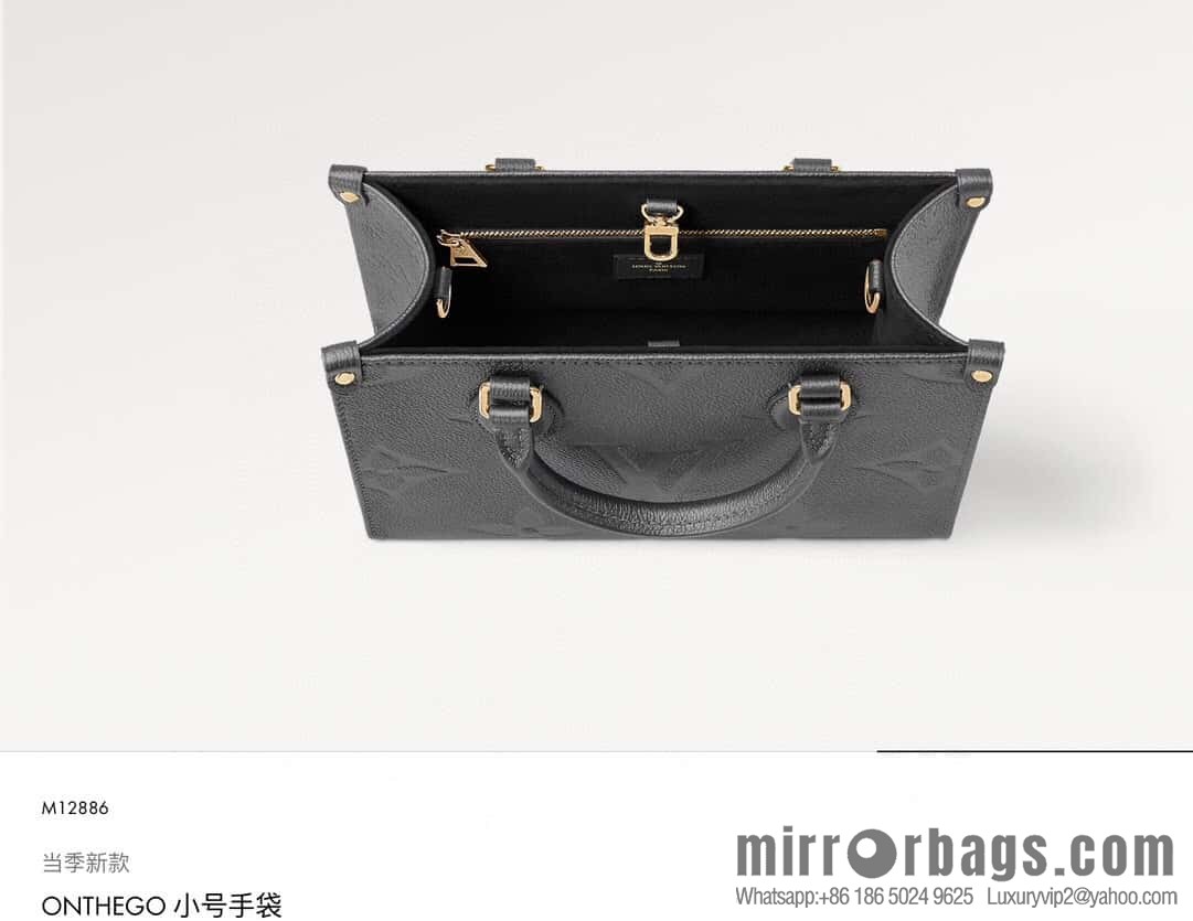 [Premium‑quality] M12886 gun gray, full leather embossed square bag series ONTHEGO small handbag