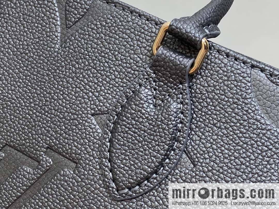[Premium‑quality] M12886 gun gray, full leather embossed square bag series ONTHEGO small handbag