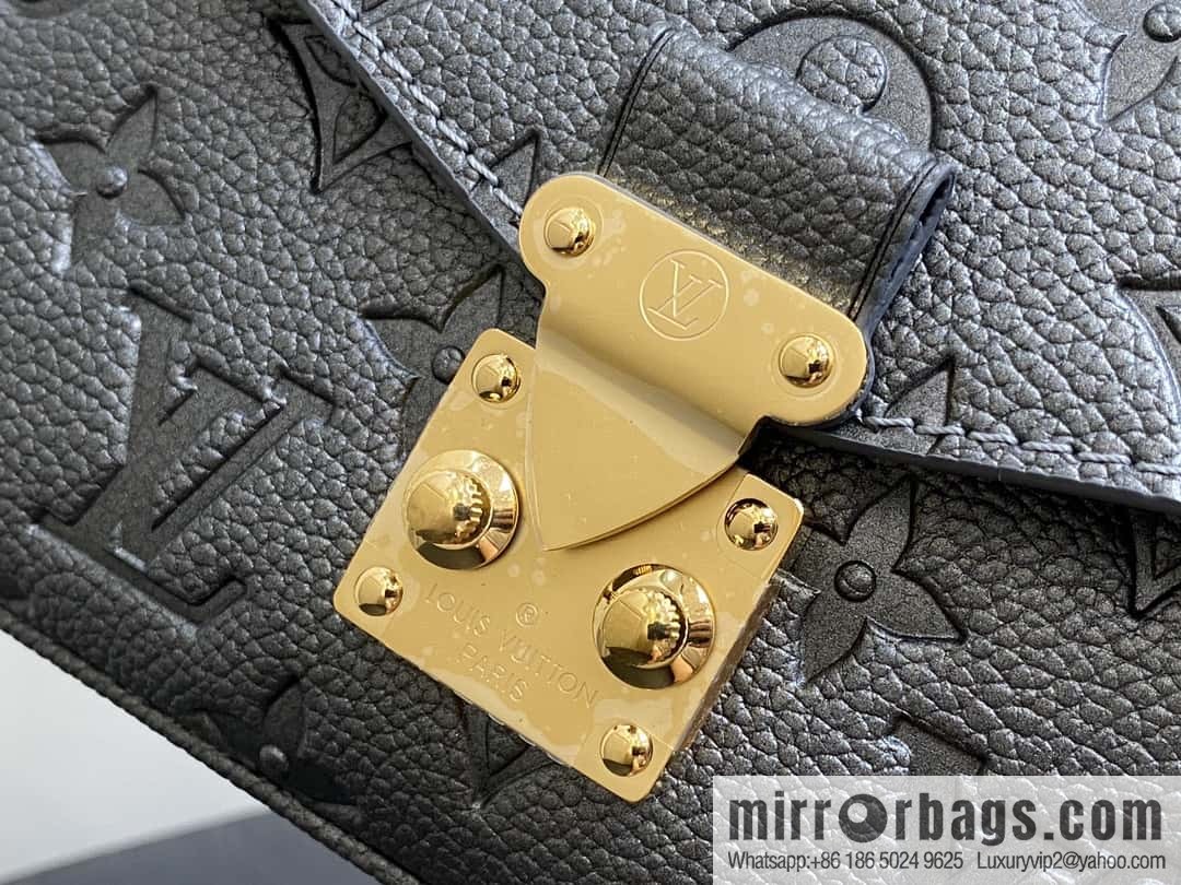 [Boutique‑grade] M11998 gun gray, full leather embossed chain messenger bag series Metis handbag