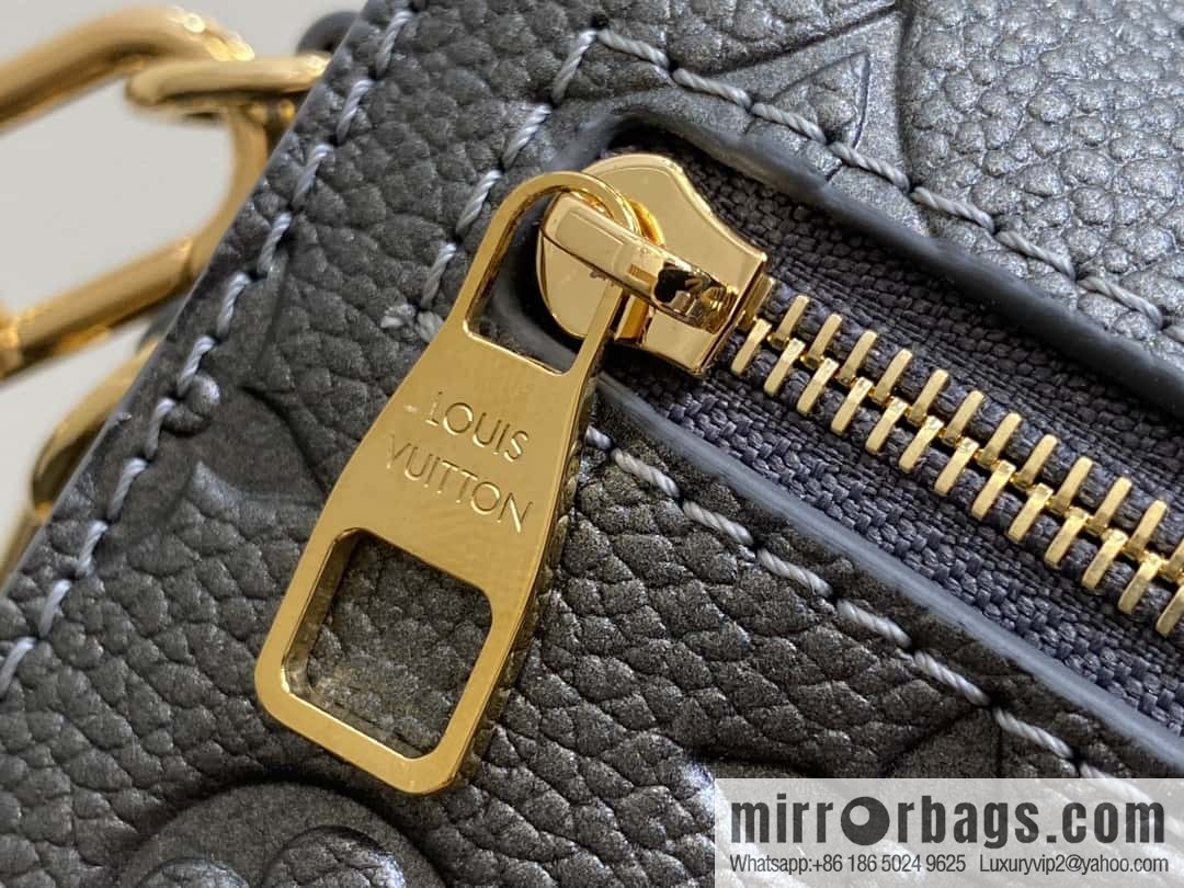[Boutique‑grade] M11998 gun gray, full leather embossed chain messenger bag series Metis handbag