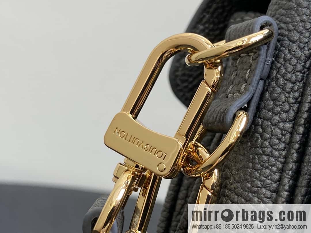 [Boutique‑grade] M11998 gun gray, full leather embossed chain messenger bag series Metis handbag