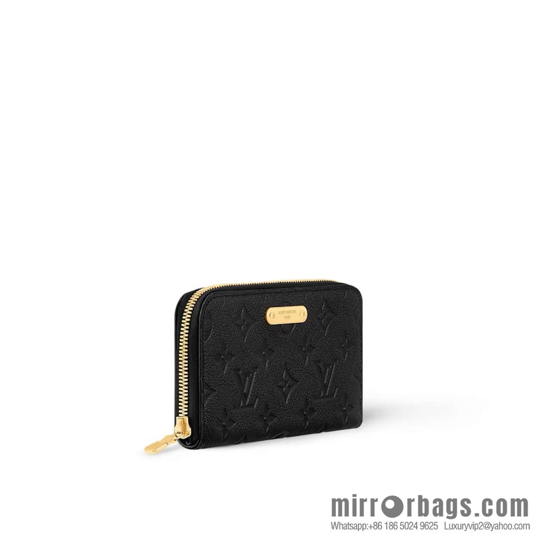 [Premium‑quality] M12425 black, full leather embossed single zipper wallet series New Margot Wallet