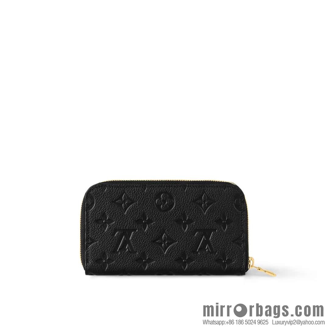 [Premium‑quality] M12425 black, full leather embossed single zipper wallet series New Margot Wallet