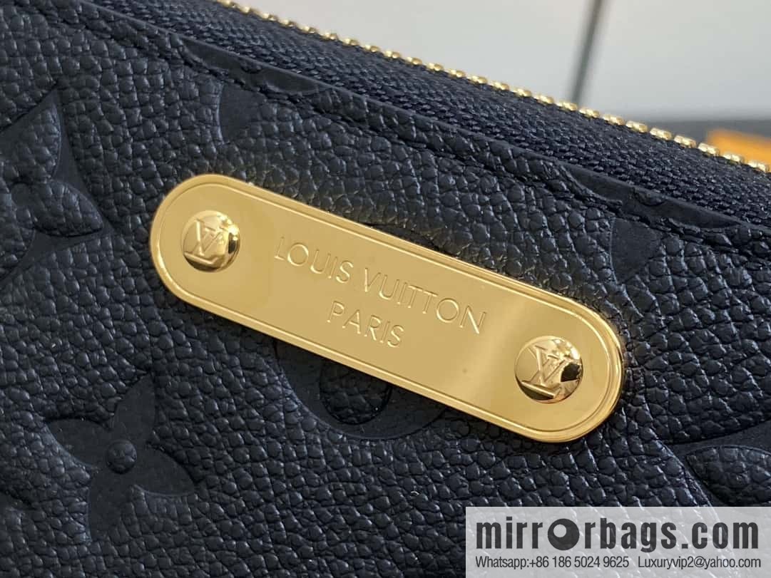 [Premium‑quality] M12425 black, full leather embossed single zipper wallet series New Margot Wallet